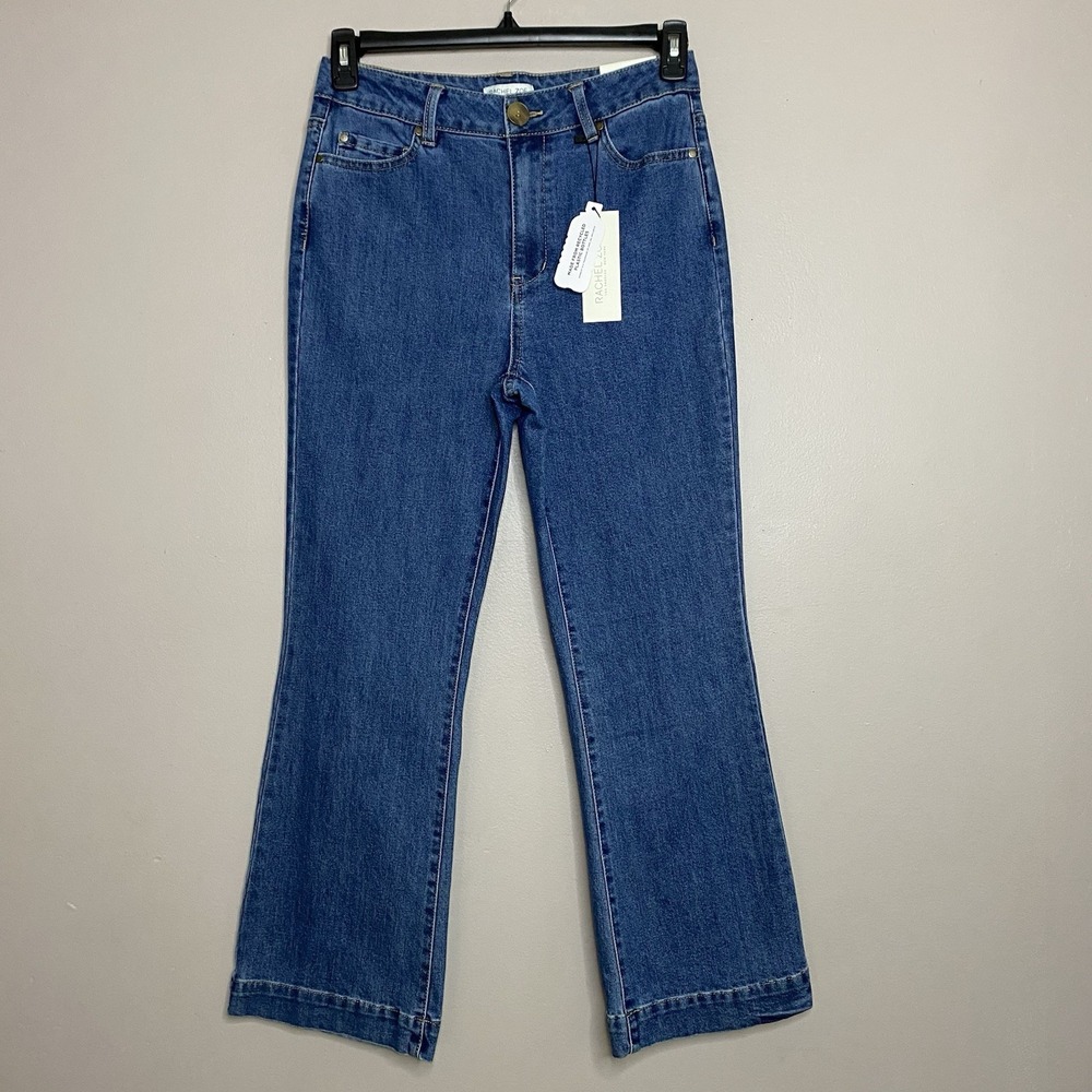 Rachel Zoe Women Hi-Rise Ankle Flare Stretch Jeans Size 6 Medium Wash Blue‎